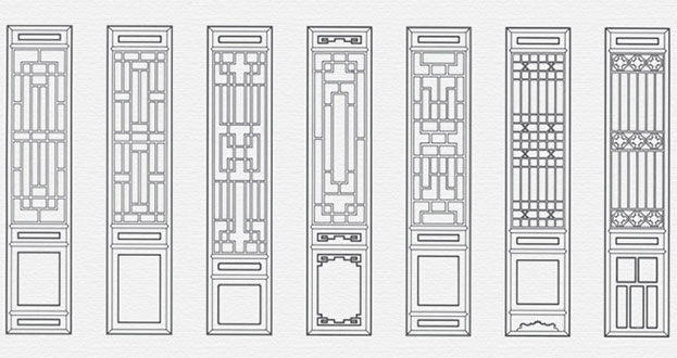 三家镇常用中式仿古花窗图案隔断设计图